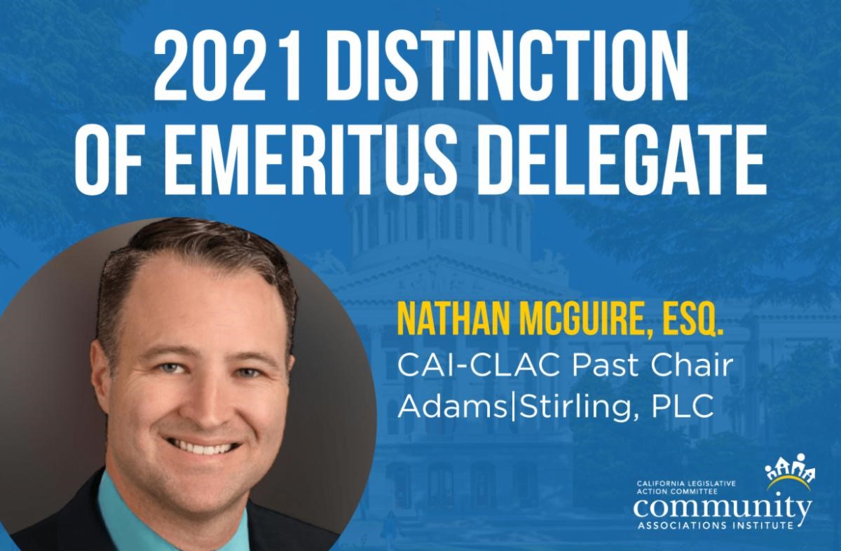 Partner Nathan McGuire is named Emeritus Delegate at CAI-CLAC's Annual Planning Meeting 20211006